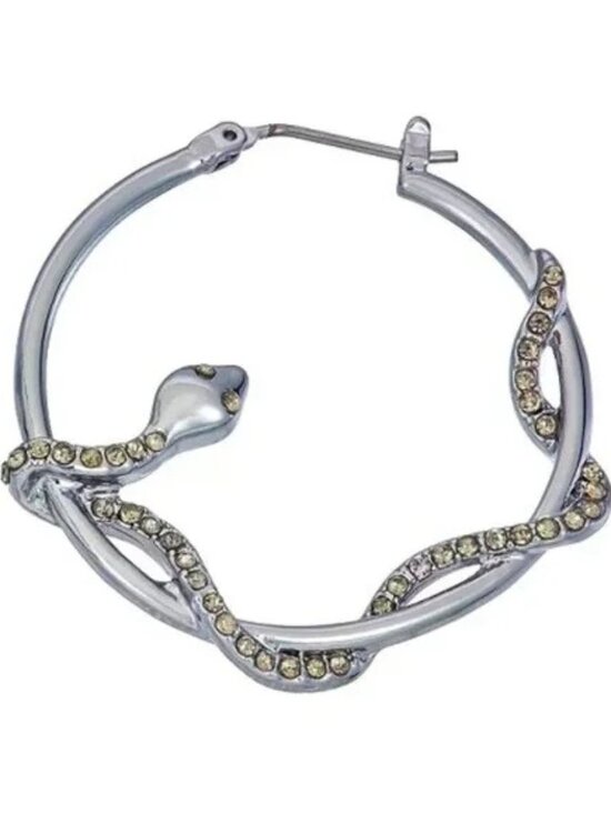 Vera Wang Jewelry - VERA WANG Goth Snake Silver Gray Crystal Hoop Earrings**NEW!